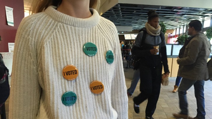 Pins were given out to celebrate voters