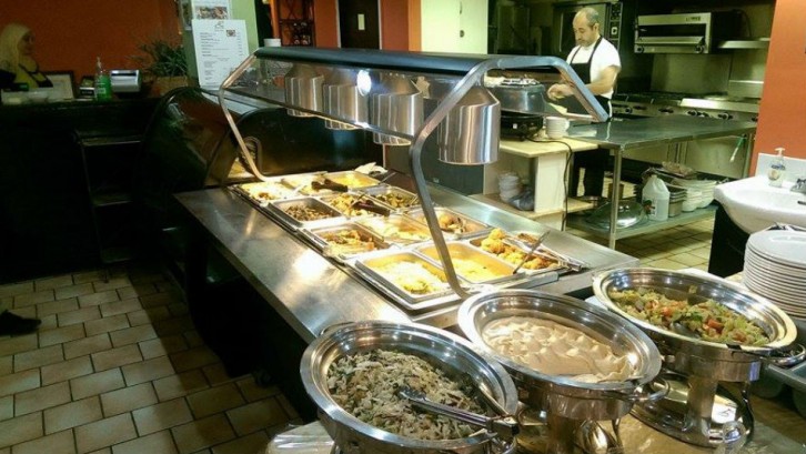 Buffet section of Aleppo Cafe. Their lunch buffet is served daily with around 12 varying dishes. "We like to change our dishes daily and infuse other eastern foods to keep it creative." 