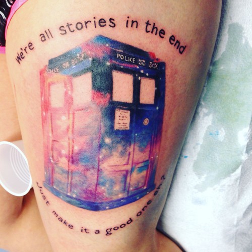 Kristie Delange recently got her fifth tattoo, an image of the TARDIS from Dr. Who 