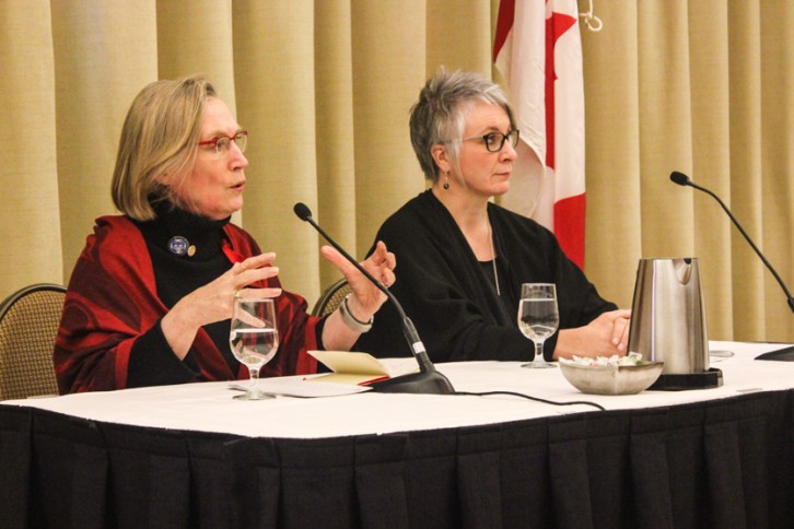 Ministers Carolyn Bennett and Patty Hajdu discuss the pre-inquiry consultations in Halifax. 
