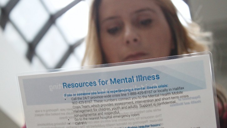 Lyne Brun examines a resource for mental illness guide.