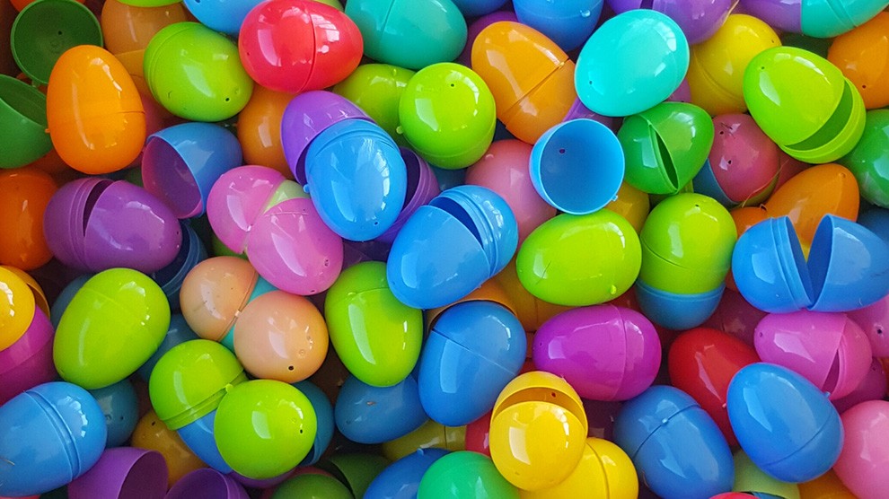 The easter egg dash used some 3,500 plastic eggs.