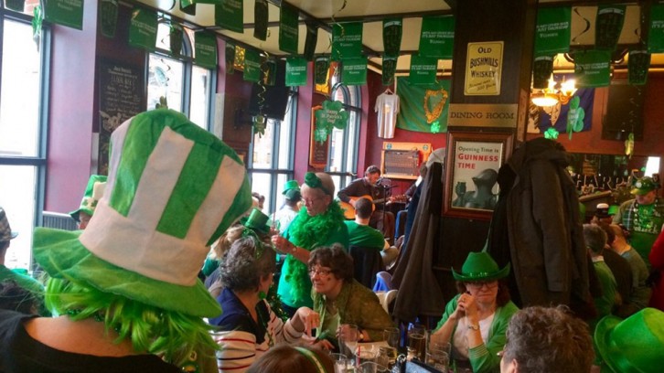 The Irish alehouse was a sea of green in honour of the nation's patron saint. 