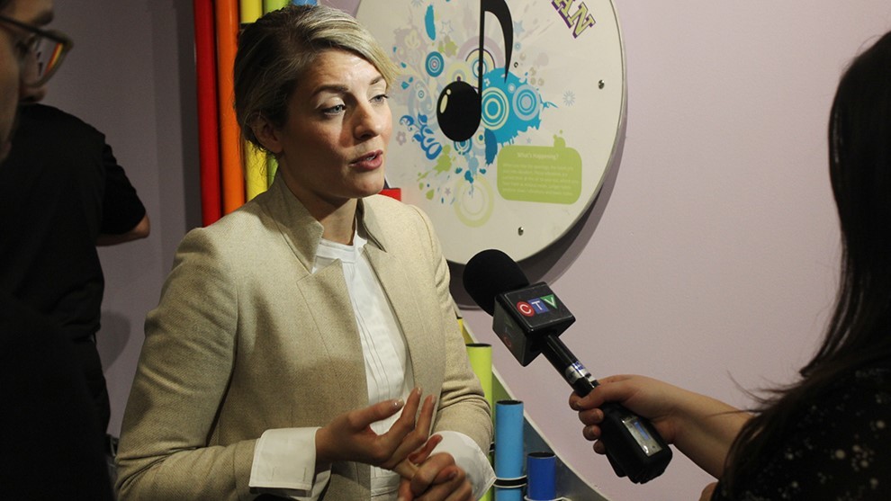 Mélanie Joly speaks to reporters after the announcement.