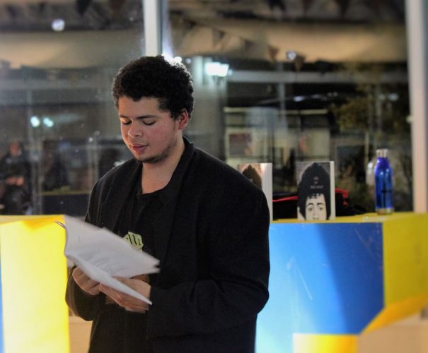 Fenton performs his poem, 'Alive', at Nocturne: Art at Night festival. 