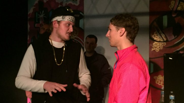 Noah Carter, 18, takes heat from opponent at Emerge rap battle.