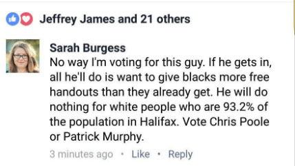 One of the comments targeting Smith's race as a reason not to vote for him 