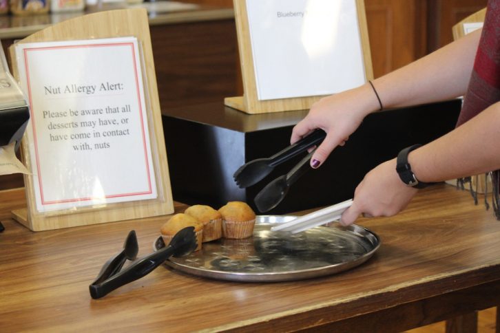 In the King's meal hall, all nut products are kept on a separate table.