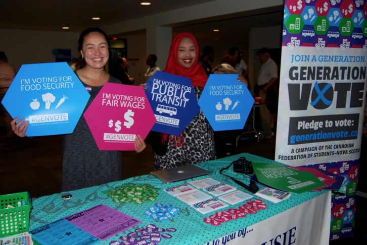 Amina Abawajy and Charlotte Kiddell are working to educate young voters about municipal issues. 