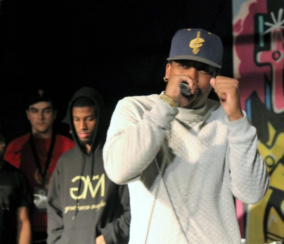 Martex Wiggens known as Woozy Blanks kicks off a freestyle rap cypher at Emerge, all ages arts festival.