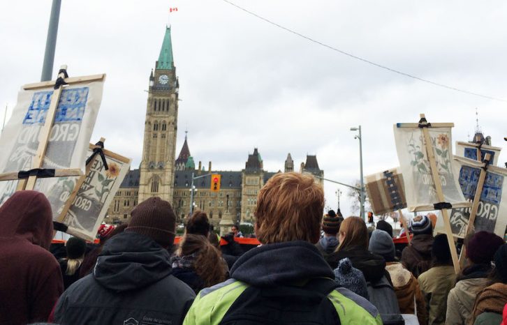 Students and young people from all over the country march to Parliament Hill in Ottawa to oppose the Kinder Morgan Trans Mountain pipeline.