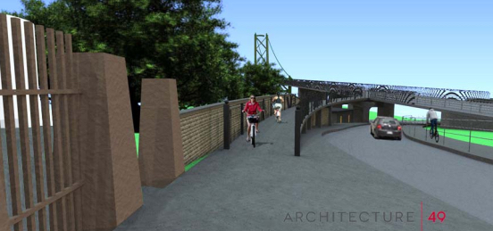 A flyover ramp to Lorne Terrace is one of the proposed improvements to the Macdonald Bridge bikeway.