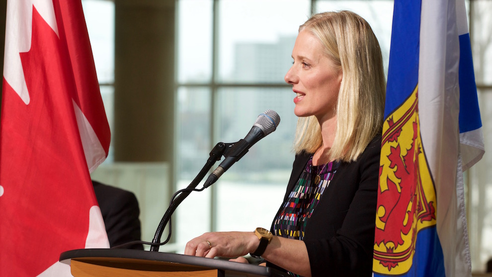 Federal Environment Minister Catherine McKenna speaks at the NSCC Waterfront campus on Nov. 21.