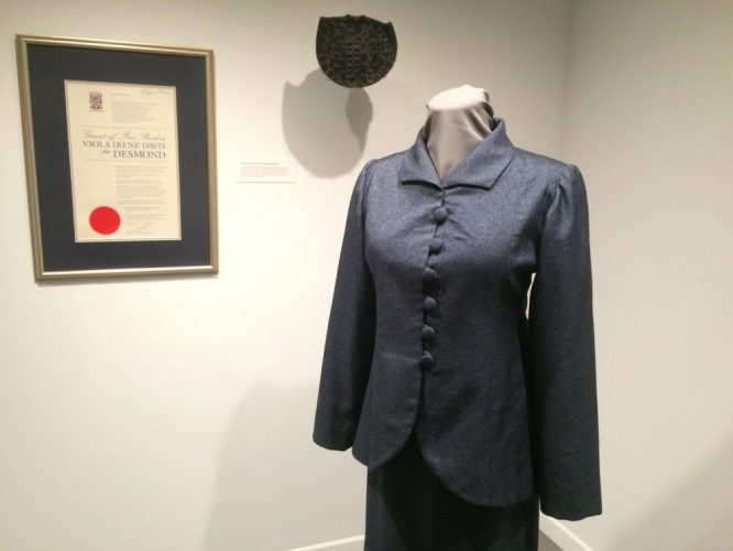 The dress Francis wore when she signed the pardon of Viola Desmond.