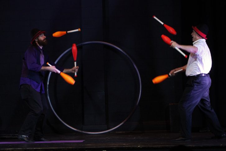 Mike and Danger perform their juggling routine on Friday.