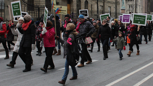 The Nova Scotia Parents for Teachers group marched from the Grand Parade to Province House on Monday afternoon to show their support for teachers.