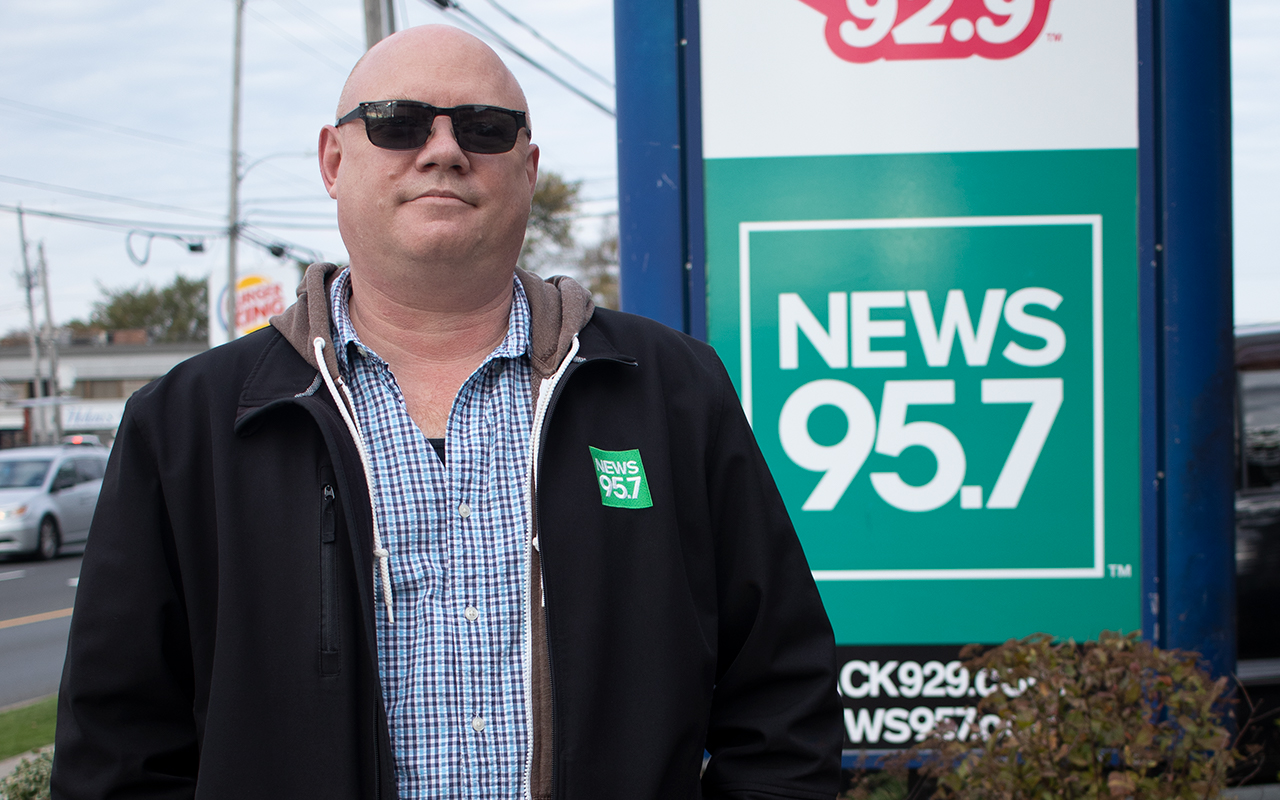 Sheldon McLeod in front of News 95.7 in Halifax.