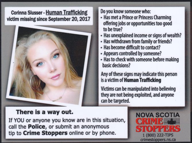 Crime Stoppers human trafficking awareness poster is pictured