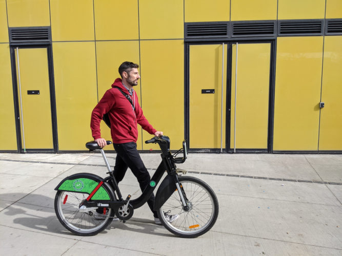 Stephen-Thomas Maciejowski uses bike sharing to avoid taking the TTC, and to stay mentally and physically fit while socializing safely. Sunday bike trips with a friend are a big part of this.