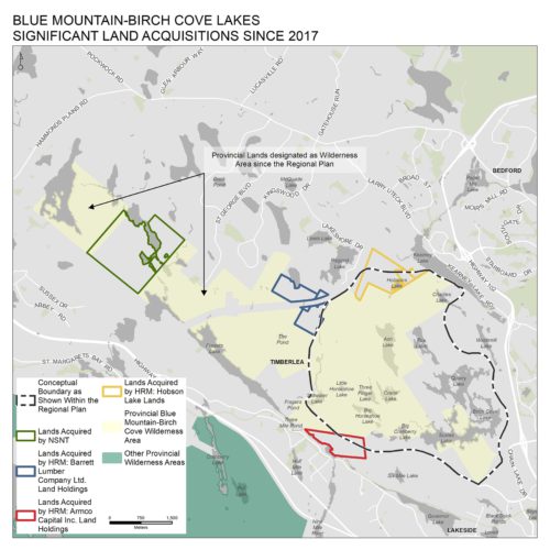 A map shows the different parts of the Blue Mountain-Birch Cove Lakes area.