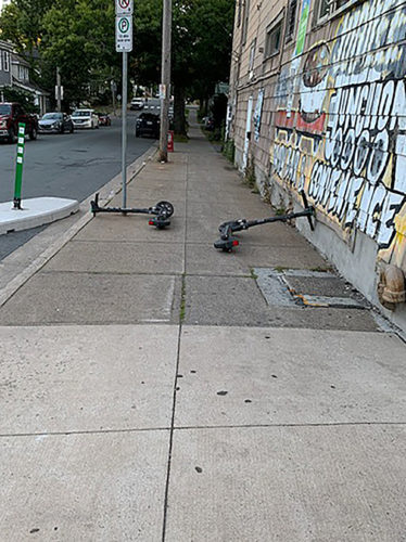 E-scooters on the ground