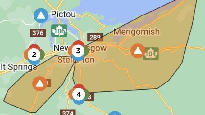 A screenshot of the Nova Scotia Power Outage Map