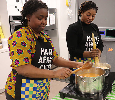Mary Nkrumah and her assistant Genevieve