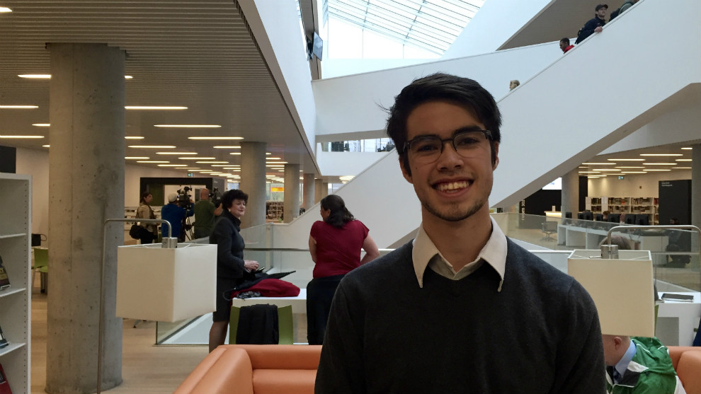 Student, Zachary Ford, at launch of MyNSFuture at the Halifax Central Library.