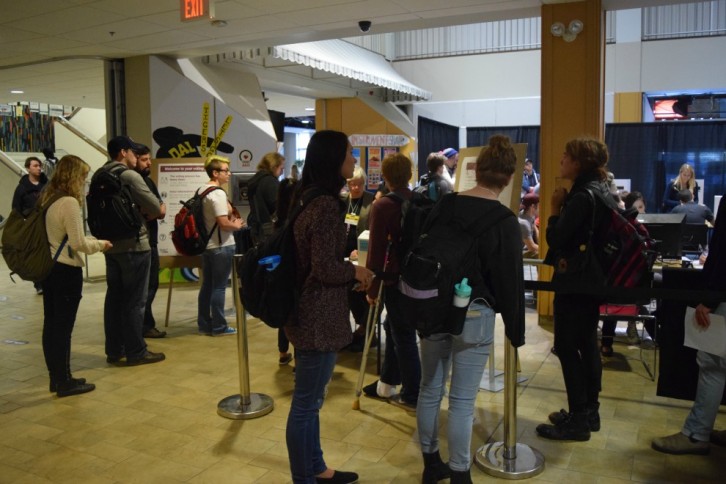 Wednesday's line-up to vote, around noon in the Student Union Building. 