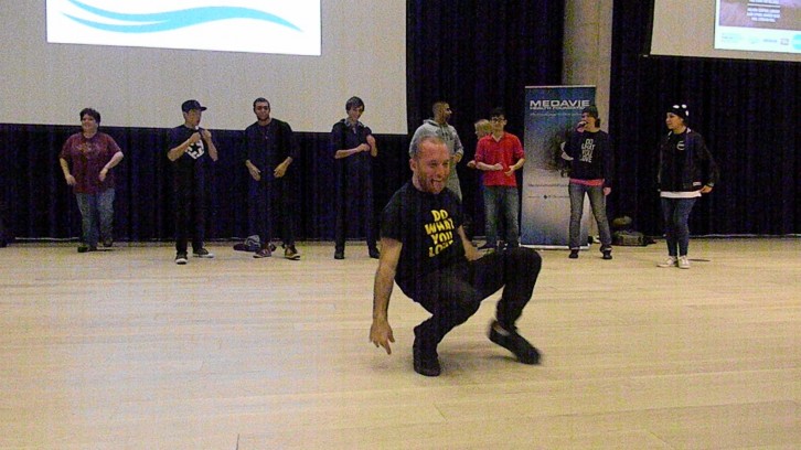 Unity founder Michael Prosserman danced during the event