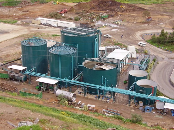 Arial view of an anaerobic digester in Germany