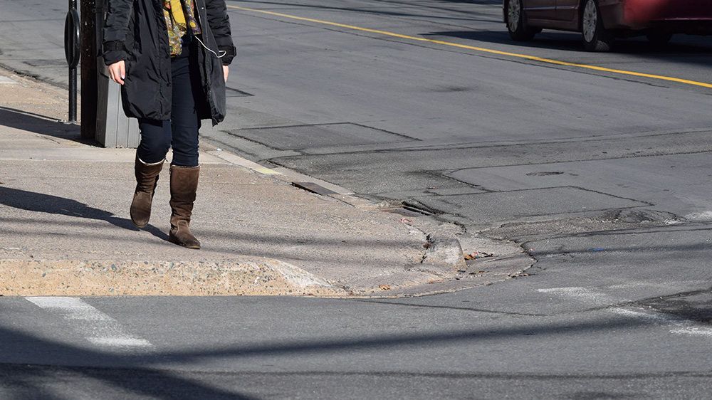 Some curb cuts on Gottingen Street don't line up properly with the crosswalks.
