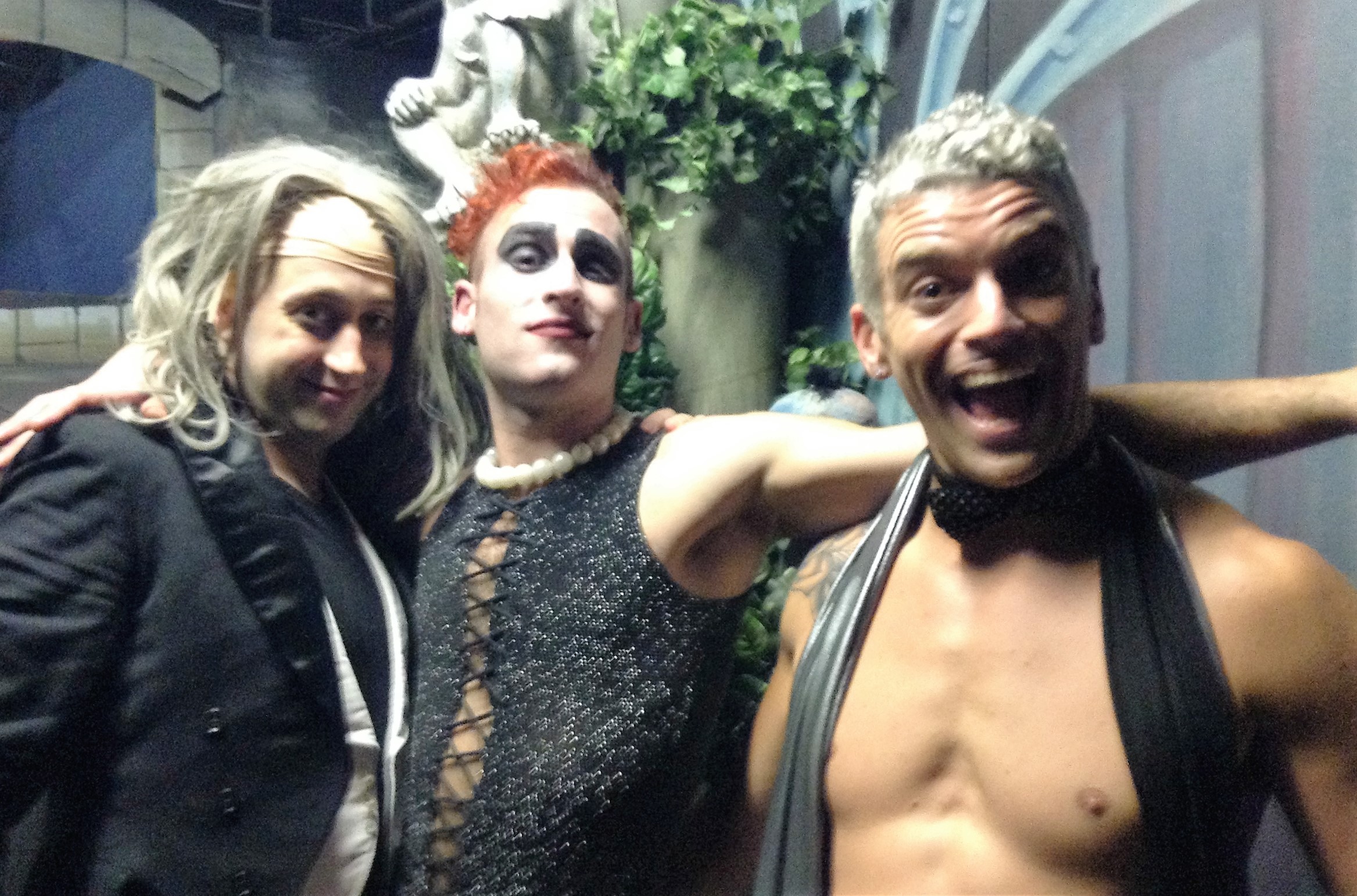 Adam Thayne, Ricky Jess and Brian Hart pose as Riff Raff, Frank 'N' Furter and Rocky.