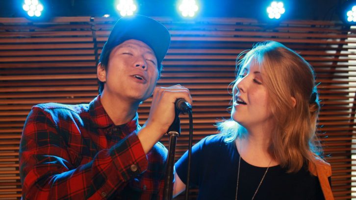 Grawood open mic hosts, Uytae Lee and Claire Attridge, share the stage at the weekly Dalhousie event. 