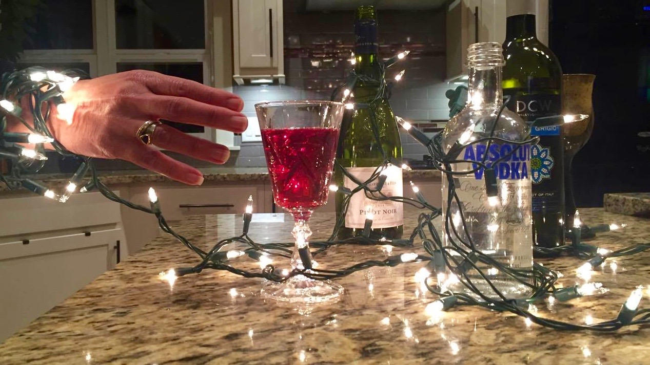A symbolistic representation of how alcohol and the holidays are intertwined. 