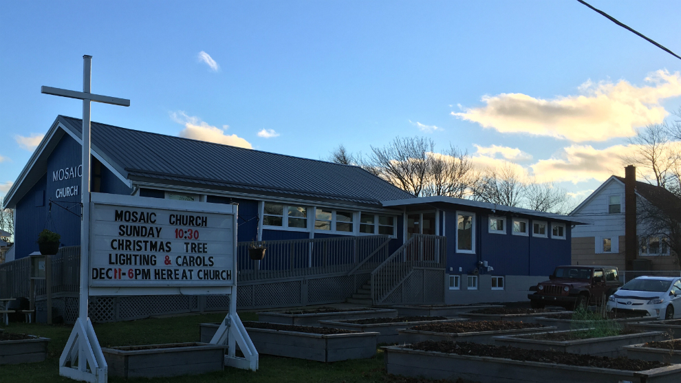 The Mosaic Ministries church (28 Willett Street) is one of the proposed locations for a community hub in Fairview. The church would be renovated, with additional underground parking added.