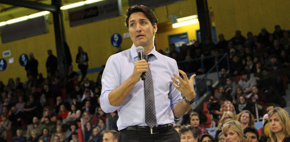 Trudeau at last month's town hall in Dartmouth. 