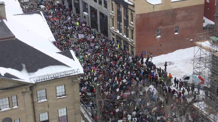 Thousands of frustrated teachers rallied at Province House Friday, protesting Bill 75