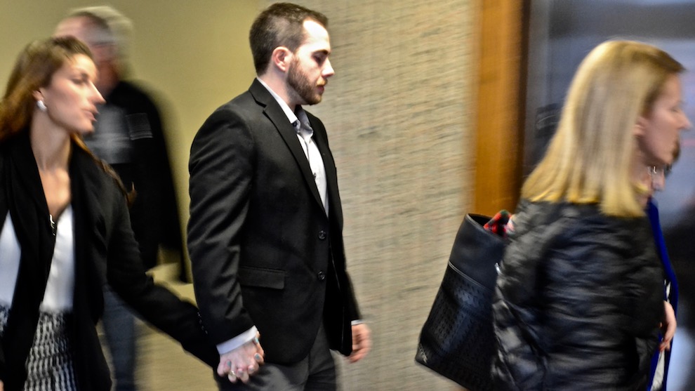 Christopher Garnier leaves court on Wednesday at the Nova Scotia Supreme Court in Halifax. 