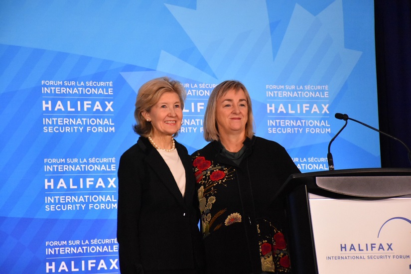 U.S. and Canadian ambassadors to NATO, Kay Bailey Hutchison and Kerry Buck. 