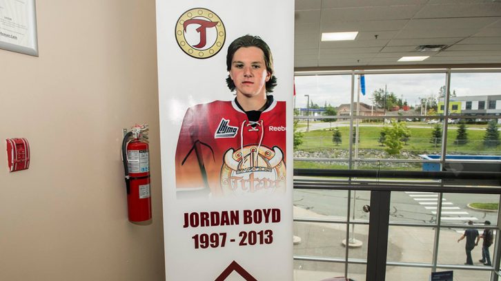 Jordan Boyd died on the ice at training camp in 2013.