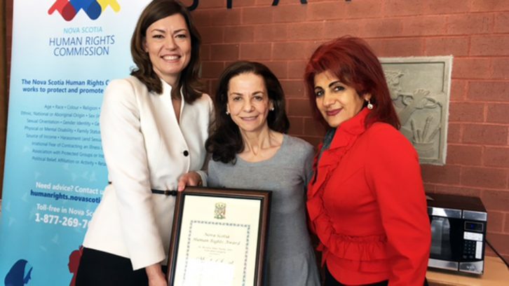 (Left to right) Christine Hanson CEO of the Nova Scotia Human Rights Commission, Rima Majaess of Citadel High School, and Floria Aghdamimehr of Partners for Human Rights. 