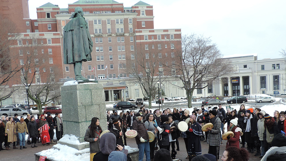 The statue of Edward Cornwallis is located at the Cornwallis Square. 