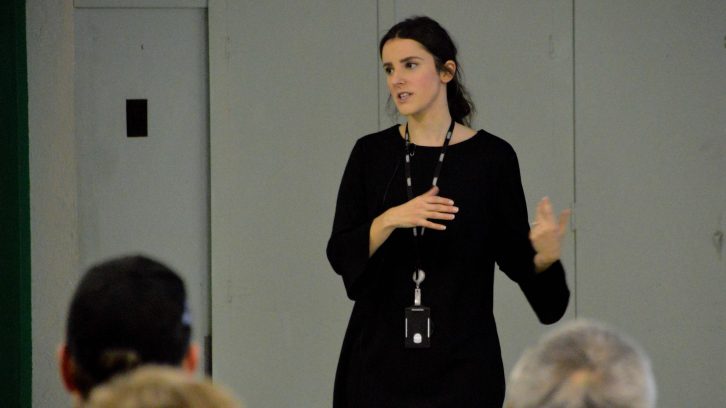 Halifax Regional Municipality planner Brittney MacLean speaking at the public information meeting on Monday. 