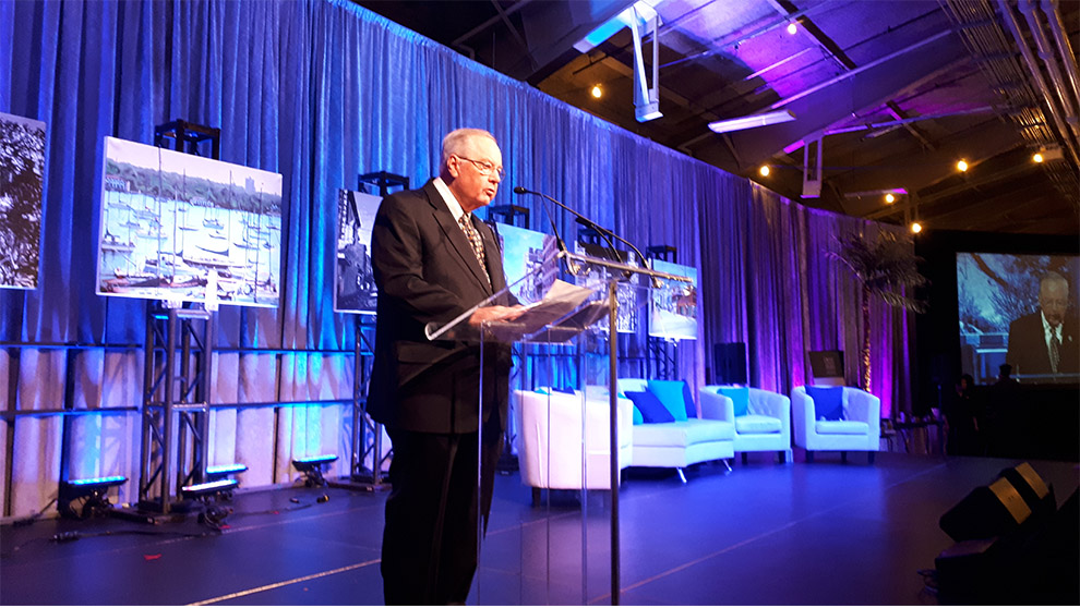 Dr. John Anderson delivers a speech at the 2018 Courage to Give Back Awards