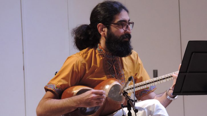 Mohammad Sahrai, director of the Halifax World Music Museum, plays the Iranian tar.