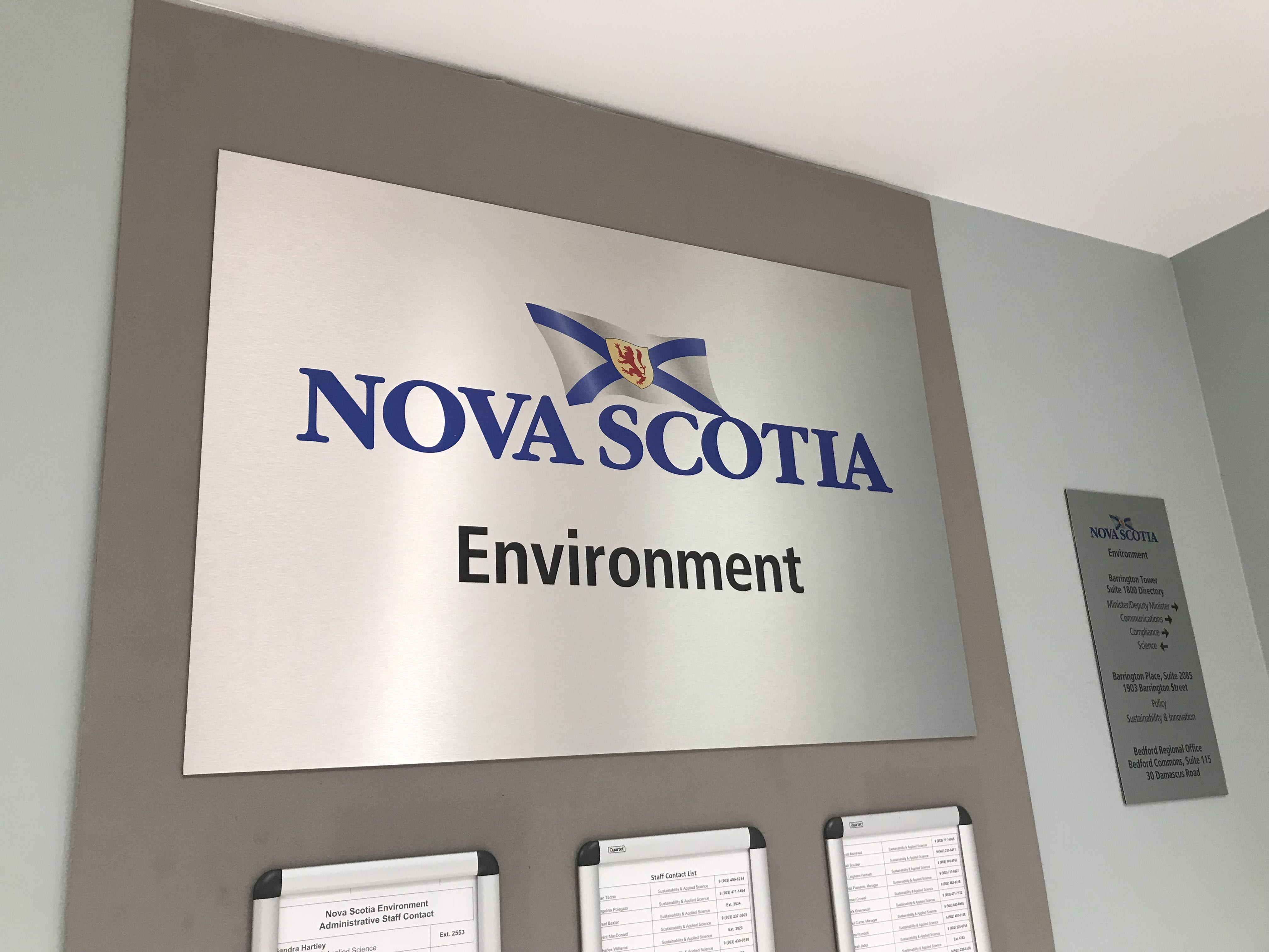 Nova Scotia Department of the Environment Sign