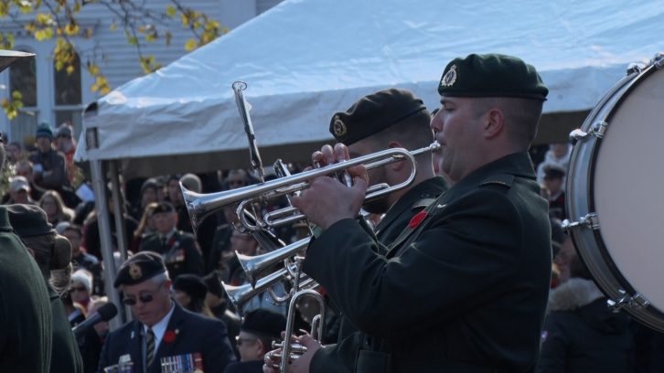 A military band plays at Grand Parade on Sunday morning.