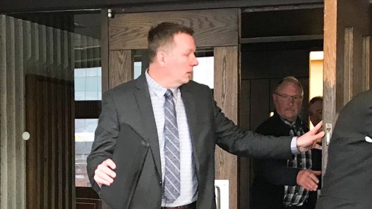 Former RCMP officer Craig Robert Burnett leaves the courtroom Tuesday. 