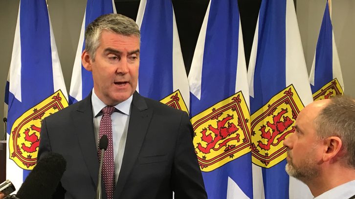 Nova Scotia Premier Stephen McNeil addresses reporters Thursday morning.